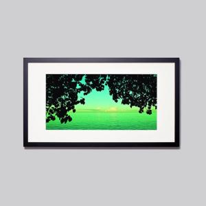 IGREBOW ニューカレドニア 木陰から望む青い海 アイグレボウ インテリアフォト ウッド黒フレーム ビッグサイズ カラー写真