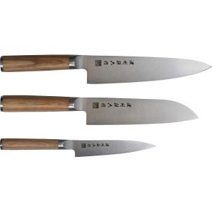 関孫六 貝印 ダマスカス 包丁 3本セット (三徳包丁 刃渡り16.5cm