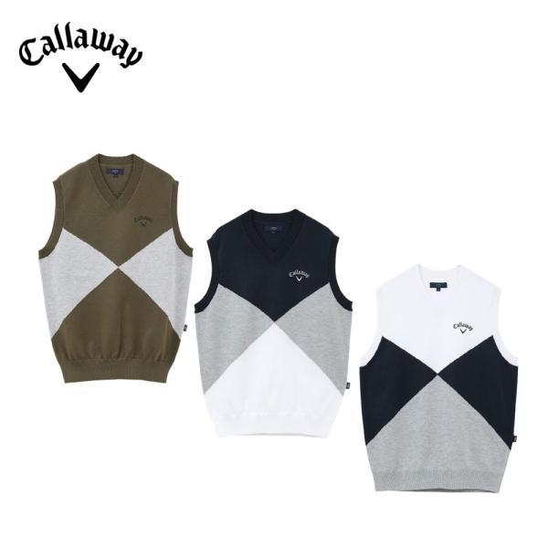 セール Callaway キャロウェイ メンズ ゴルフウェア ベスト アーガイル綿タッチVネックニッ...