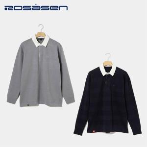 Rosasen ロサーセン メンズ ゴルフウェア シャツ シャドーボーダーニットラガーシャツ 04411211 24SS 春夏 ドロップショルダー｜bespo