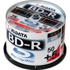 RiDATA BDR130PW4X50+5SPC 一回録画用BD-R　ワイドプリントレーベルディスク 1〜4倍速　25GB 50+5枚スピンドルケース｜best-denki