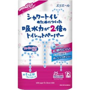 大王製紙 エリエール シャワートイレのためにつくった吸水力が2倍のトイレットペーパーフラワー 12R ダブル｜best-denki