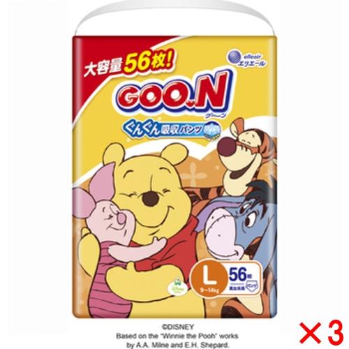 大王製紙 グ―ン ぐんぐん吸収パンツ Lサイズ 男女共用 56枚【3個セット販売】