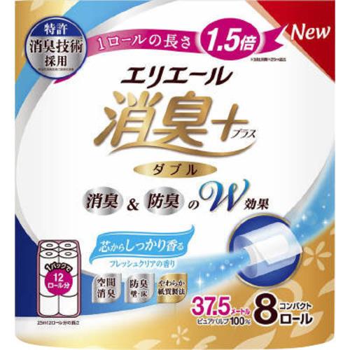 大王製紙 エリエール 消臭＋ トイレットティシュー1.5倍巻 フレッシュクリアの香り コンパクト ダ...