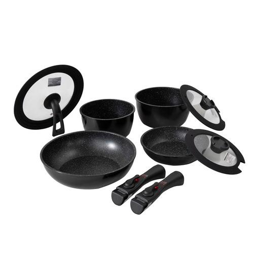 【期間限定大特価】ヤマダオリジナル IH・ガス火対応　取っ手がとれるフライパン・鍋9点セット YFS...