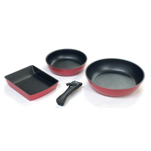 【期間限定大特価】ヤマダオリジナル IH・ガス火対応  取っ手がとれるフライパン4点セット YFS2...