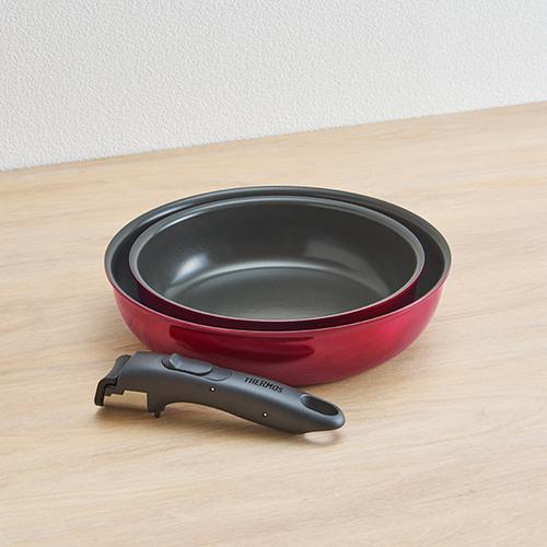 THERMOS サーモス取っ手のとれるフライパン３点セットDA KSD3ADR ディープレッド