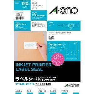 エーワン 60206 ラベルシール [インクジェット] マット紙 A4サイズ 20シート(120片)...