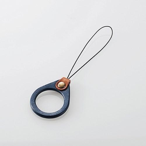 ELECOM（エレコム） P-STF03BU スマートフォン用フィンガーストラップ(ソフトレザー) ...