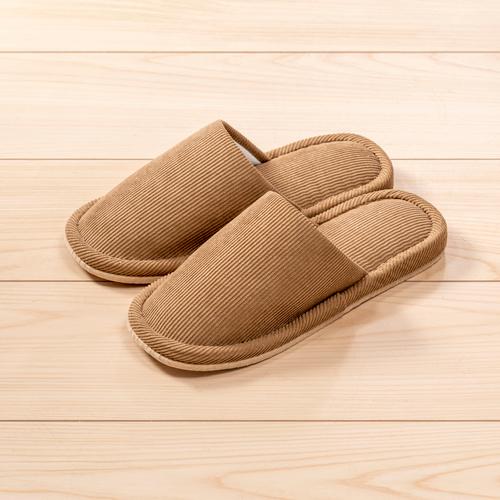 ヤマダオリジナル コーデュロイ洗えるルームシューズ ブラウン Mサイズ(サイズの目安：23.0-25...