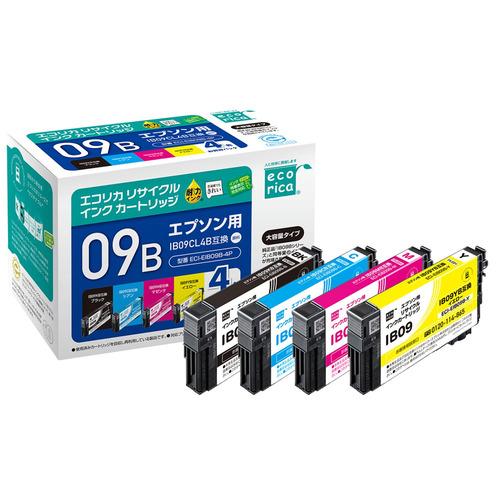 エコリカ ECI-EIB09B-4P エプソン IB09CL4B 互換 リサイクル インク カートリ...