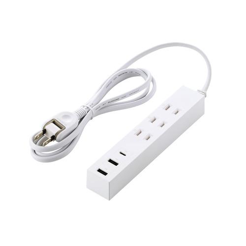 エレコム T-U08-3A2C15WH 延長コード 電源タップ USB タップ 1.5m コンセント...