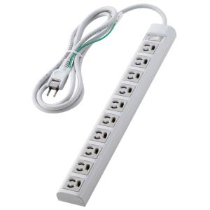 エレコム T-Y3A-31020WH 電源タップ 3ピン 10個口 2m マグネット 雷