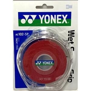ヨネックス AC102−5P ウェットスーパーグリップ ケース付き   ワインレッド