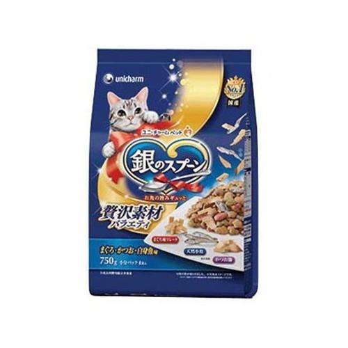 ユニチャーム 銀のスプーン 贅沢素材バラエティ まぐろ・かつお・白身魚味に天然小魚・かつお節・まぐろ...