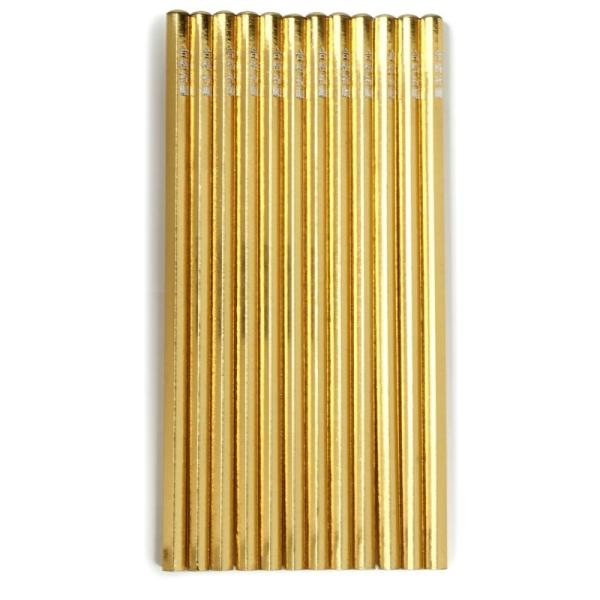 合格祈願鉛筆 12本 HB 五角鉛筆 日本製 鉛筆 えんぴつ 五角形 合格 ゴールド 金色