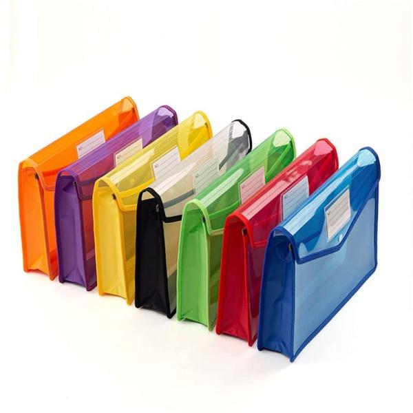 ファイル袋 7個セット ボタン式ファイル袋 A4 大容量 プラスチック防水 半透明 ァイルケース プ...
