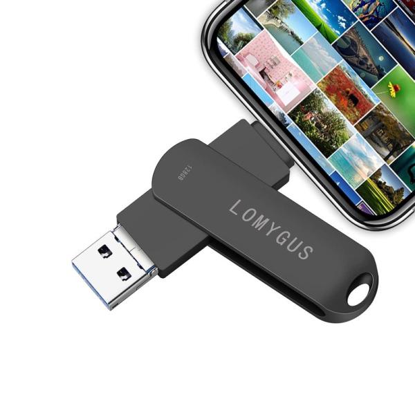 i-Phone USBメモリ128GB USBフラッシュドライブ, LOMYGUS一本三役（USB ...