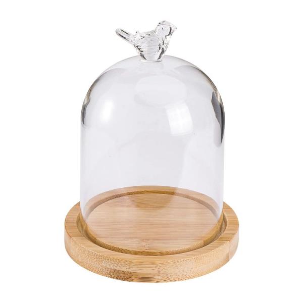 DECHOUS 透明ガラスドーム ガラスカバー 木製ベース 花瓶 ディスプレイケース 容器 インテリ...