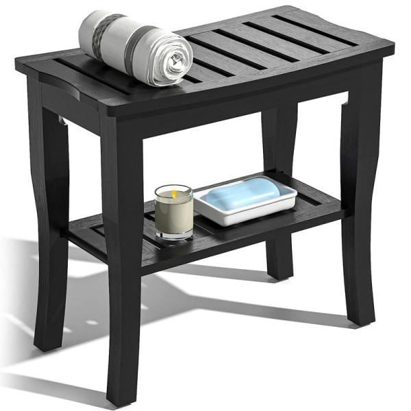 Focieulo スツール 椅子 竹製ベンチ ダイニングベンチ 玄関ベンチ 食卓の補助椅子 物置棚 ...