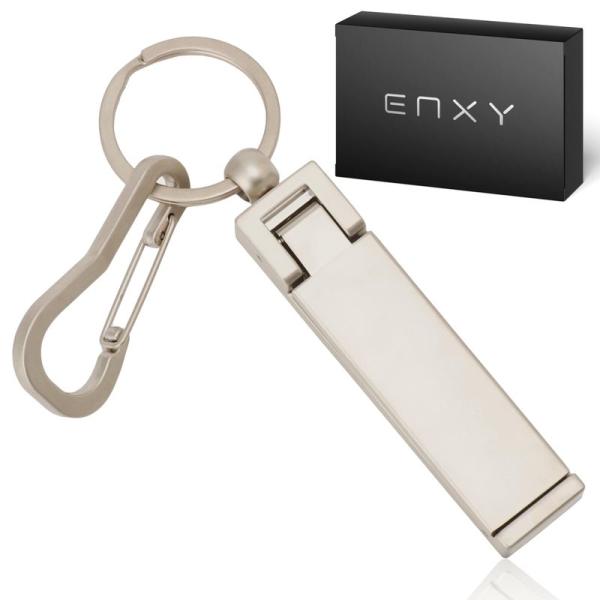 ENXY バッグハンガー 耐荷重16? 高強度タイプ スマホスタンド機能付 (マットシルバー) テー...