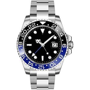FANMIS GMT Master Sapphire Glass Blue and Black Ceramic Bezel Men's Silver Automatic Watch 並行輸入品