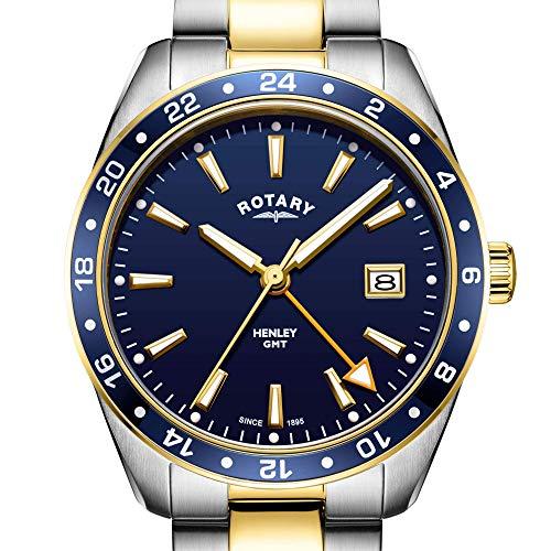 Rotary Men&apos;s Watch GMT Henley Two Tone Gold and Si...