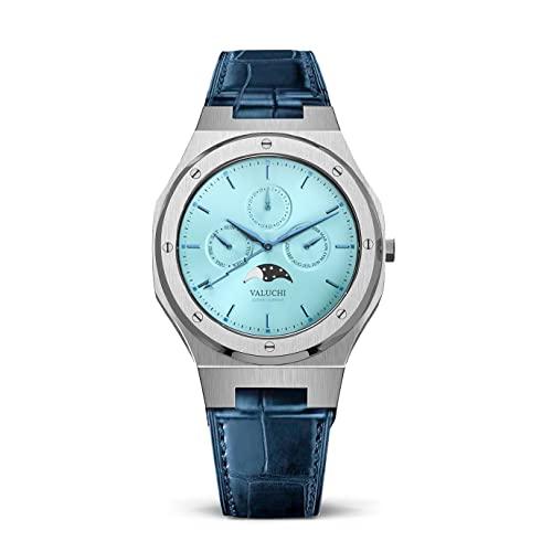 Valuchi Luxury Men&apos;s Lunar Calendar Italian Leathe...