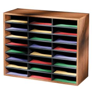 Fellowes 25043 Literature Organizer - 24 Letter Size Compartments, Medium Oak