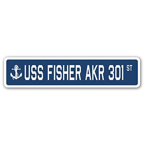 USS Fisher AKR 301 Street Sign us Navy Ship Vetera...