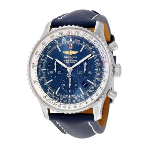 Breitling Navitimer 01クロノグラフ自動ブルーダイヤルブルーレザーメンズ腕時計ab012721-c889bllt