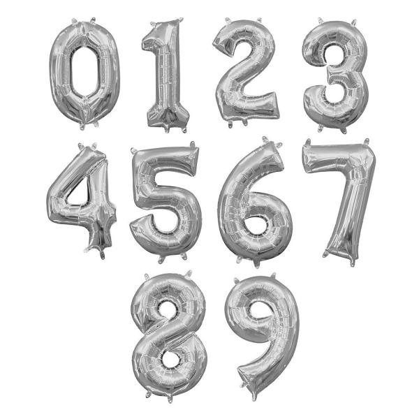Anagram Mini Shape 16 Inch Number Balloon - 3 Silv...