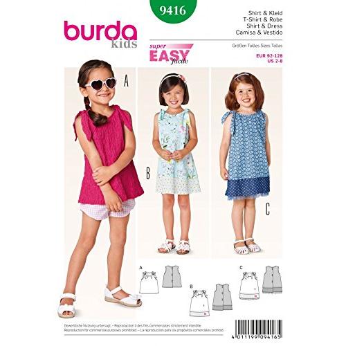 Burda Childrens Easy Sewing Pattern 9416 Tops ＆ Dr...