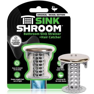 SinkShroom 革命的なバスルームシンク排水口プロテクター ヘアキャッチャー ストレーナー スネア ニッケルエディション