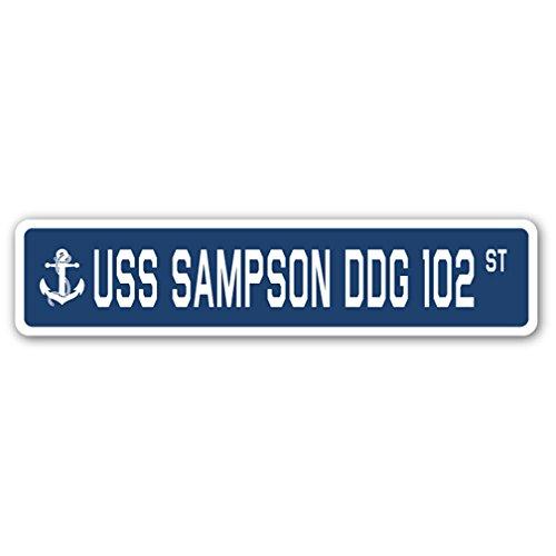 USS Sampson DDG 102 Street Sign us Navy Ship Veter...