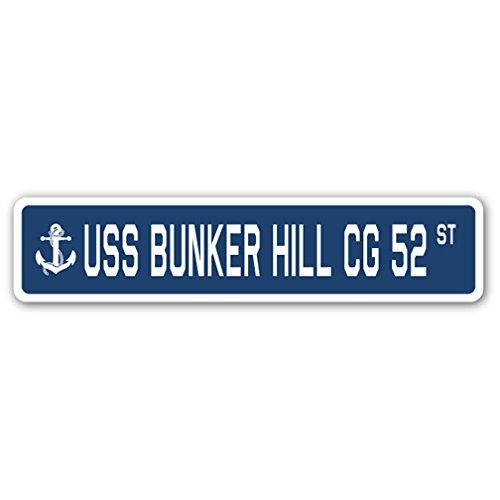USSバンカーヒルCG52ストリートサインUSネイビーシップベテランセーラーギフト 8" X 36"...