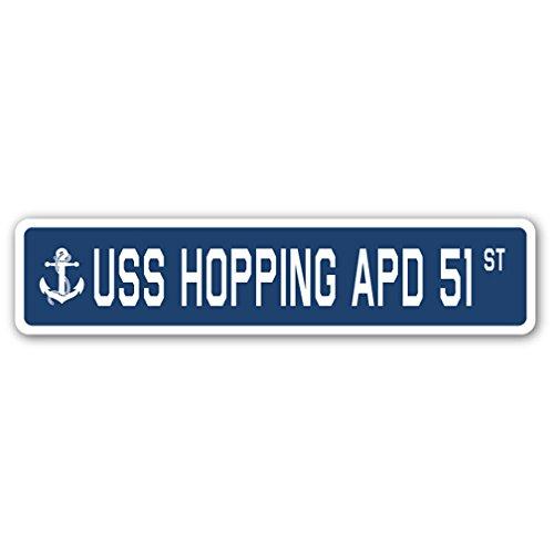 USS Hopping APD 51 Street Sign us Navy Ship Vetera...