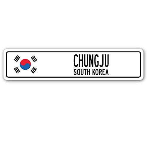 CHUNGJU, South Korea Street Sign South Korean Flag...