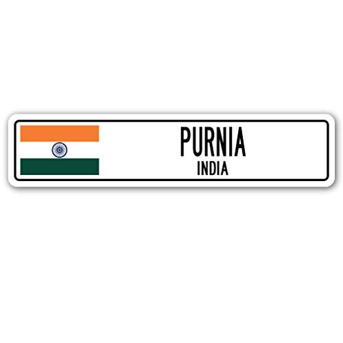 PURNIA, India Street Sign Indian Flag City Country...