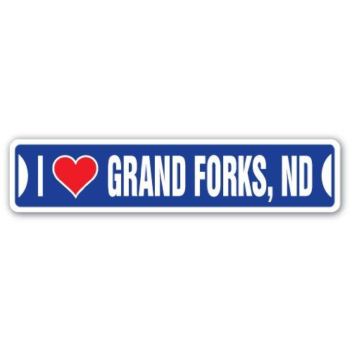 I Love Grand Forks, North Dakota Street Sign nd Ci...