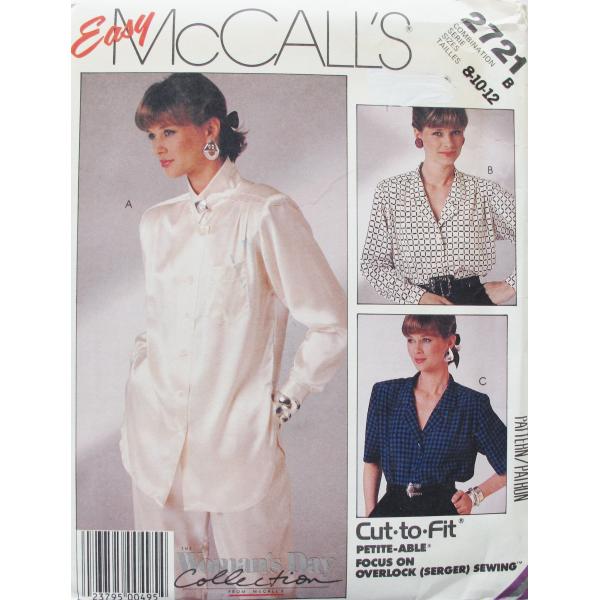 MCCalls 2721 Vtg Misses Blouse Size 8,10,12 SEWING...
