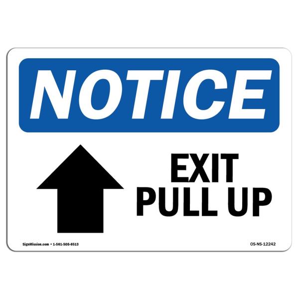 OSHA Notice Signs - Exit Pull Up Sign with Symbol ...