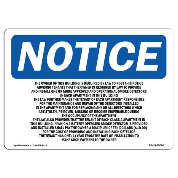 OSHA Notice Sign - The Owner of This Building is R...