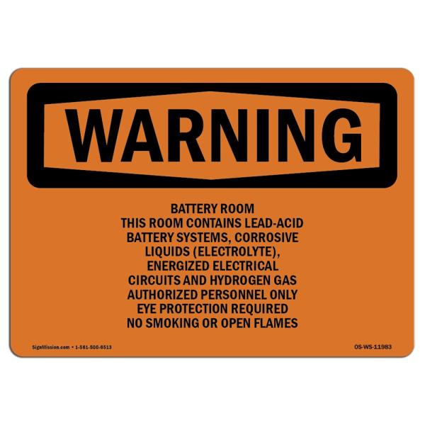 OSHA Waring Sign - Battery Room This Room Contains...
