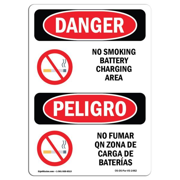 OSHA Danger Sign - No Smoking Battery Charging Are...
