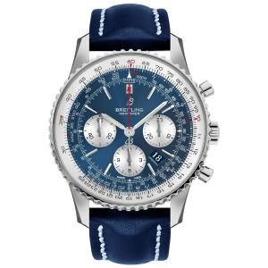 Breitling Navitimer 1 クロノグラフ 自動クロノメーター オーロラ ブルーダイヤル メンズ腕時計 AB0127211C1X1, ブルー, クロノグラフ。