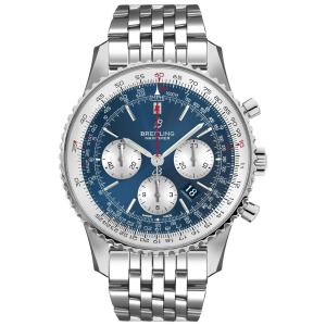 Breitling Navitimer 1 クロノグラフ 自動クロノメーター オーロラ ブルーダイヤル メンズ腕時計 AB0127211C1A1, ブルー, 46 mm, クロノグラフ。