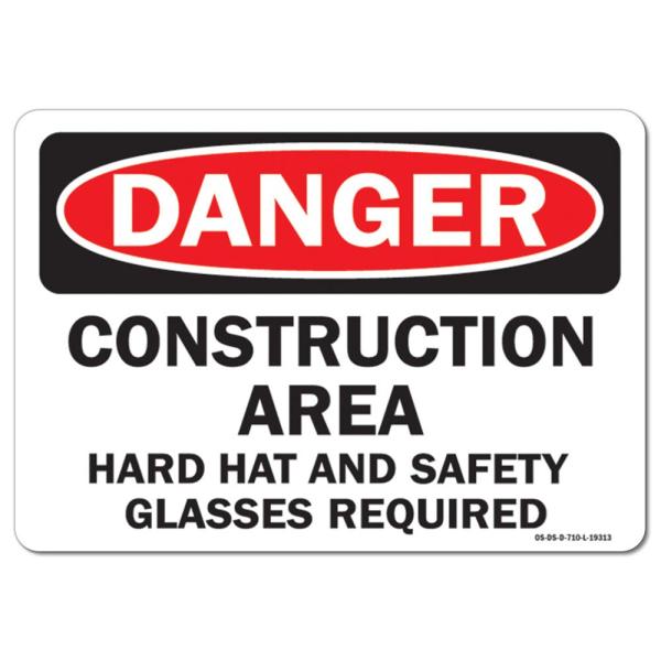 OSHA Danger Sign - Construction Area Hard Ha | Pla...
