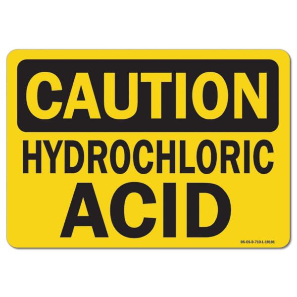 OSHA Caution 10 Pack of Decals - Hydrochloric Acid...