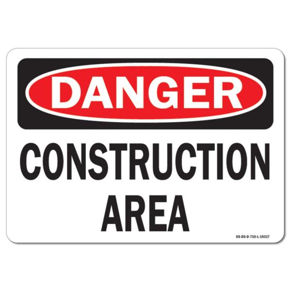 OSHA Danger Sign - Construction Area | Plastic Sig...